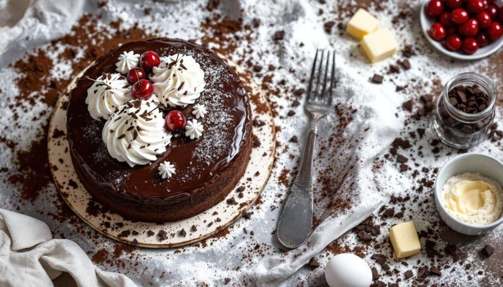 Diese Schwarzwälder Kirschtorte wird auf dem Blech gebacken